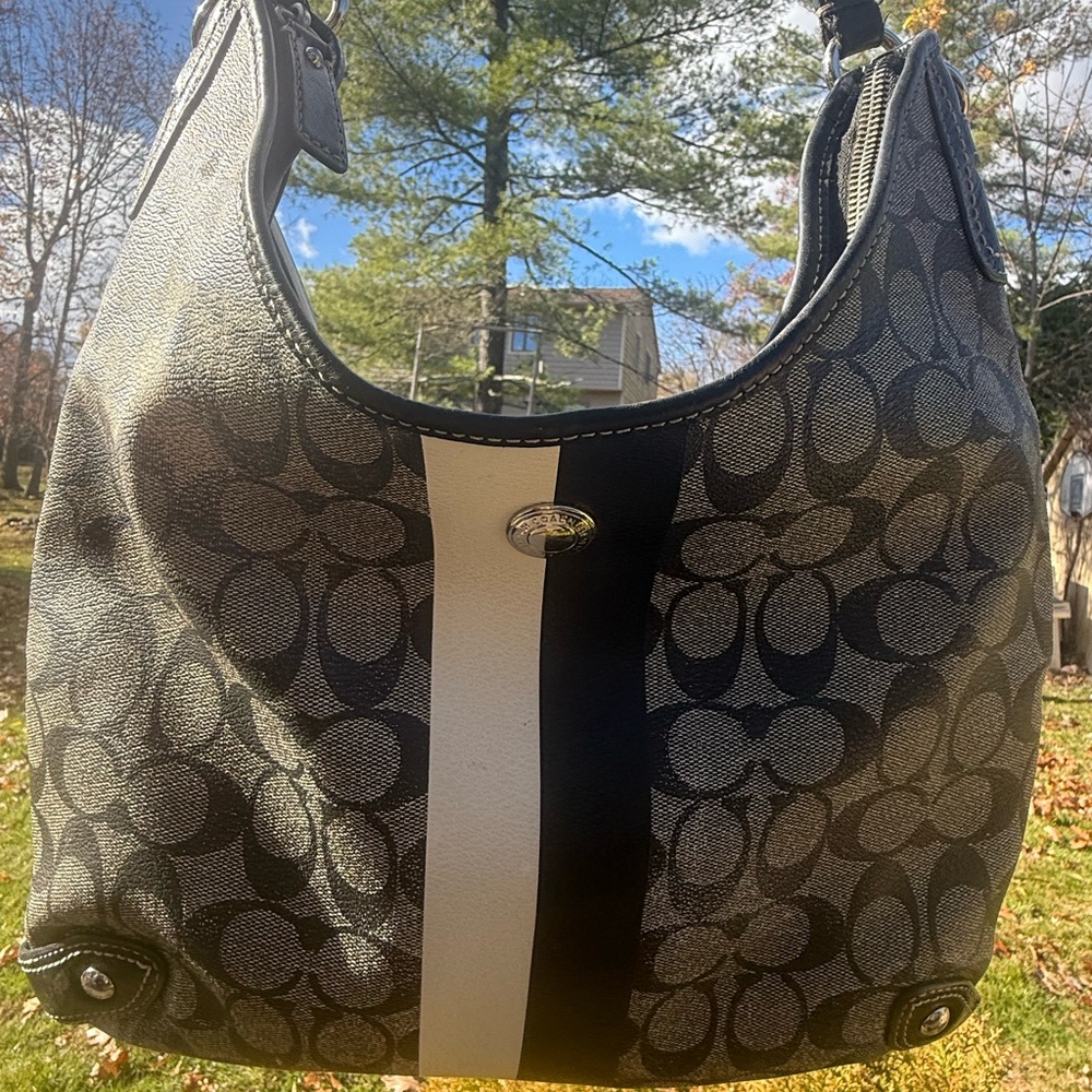 Coach Blue and White Hobo Bag
